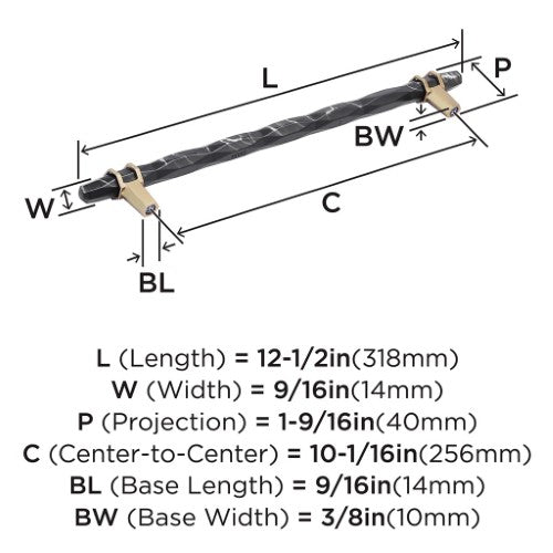 Carrione Zinc Marble Black / Golden Champagne Cabinet Pull 12