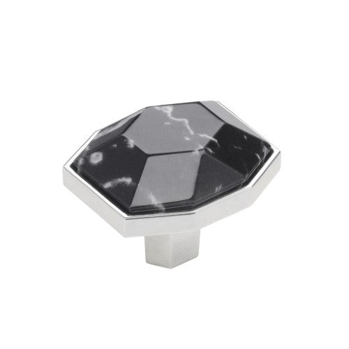 Carrione Zinc Marble Black / Polished Chrome Cabinet Knob 1