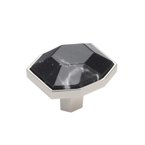 Carrione Zinc Marble Black / Polished Nickel Cabinet Knob 1