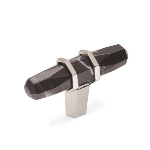 Carrione Zinc Marble Black / Polished Nickel Cabinet Knob 2