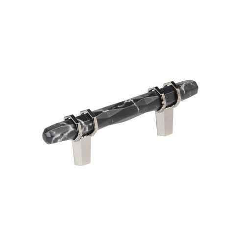 Carrione Zinc Marble Black / Polished Nickel Cabinet Pull 1
