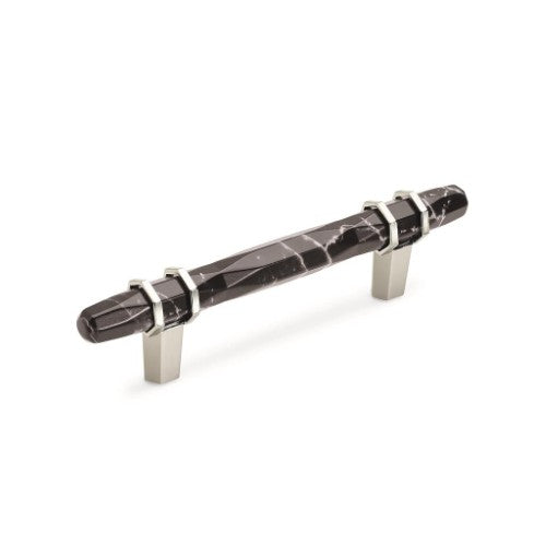 Carrione Zinc Marble Black / Polished Nickel Cabinet Pull 4