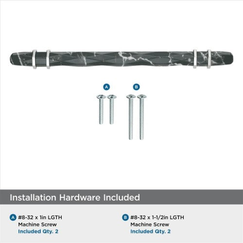 Carrione Zinc Marble Black / Polished Nickel Cabinet Pull 18