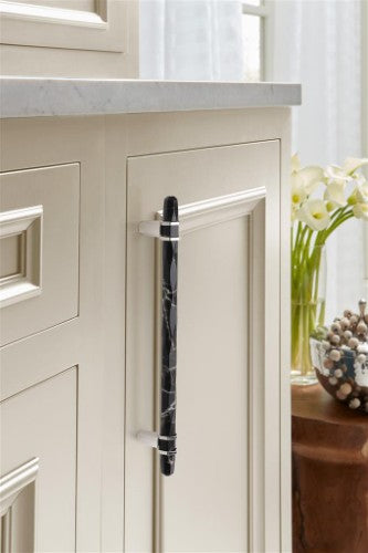 Carrione Zinc Marble Black / Polished Nickel Cabinet Pull 24