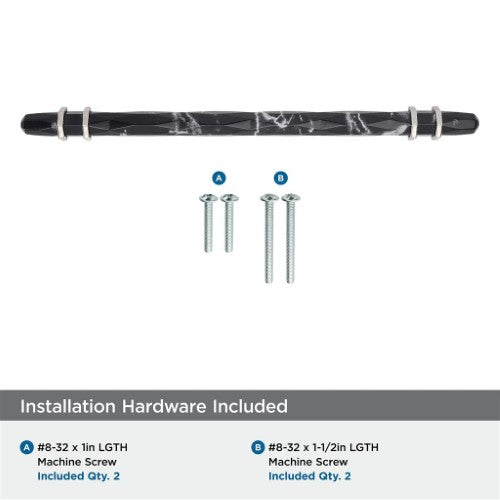 Carrione Zinc Marble Black / Polished Nickel Cabinet Pull 14