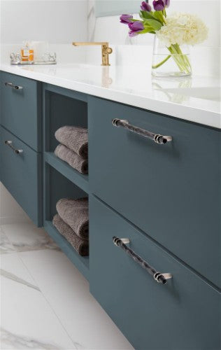 Carrione Zinc Marble Black / Polished Nickel Cabinet Pull 21
