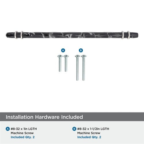 Carrione Zinc Marble Black / Polished Nickel Cabinet Pull 15