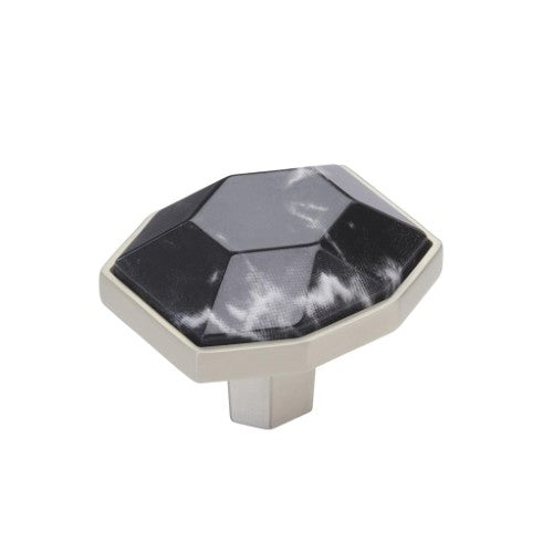 Carrione Zinc Marble Black / Satin Nickel Cabinet Knob 1