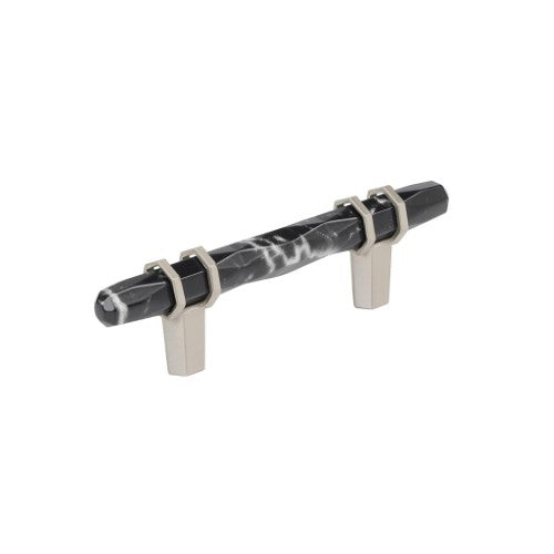 Carrione Zinc Marble Black / Satin Nickel Cabinet Pull 1