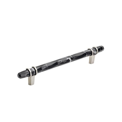 Carrione Zinc Marble Black / Satin Nickel Cabinet Pull 6