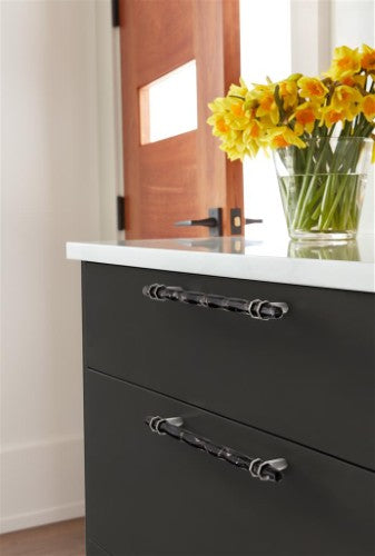Carrione Zinc Marble Black / Satin Nickel Cabinet Pull 20