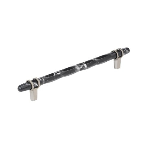 Carrione Zinc Marble Black / Satin Nickel Cabinet Pull 2