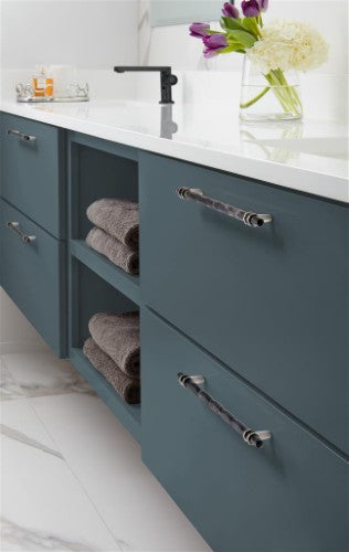 Carrione Zinc Marble Black / Satin Nickel Cabinet Pull 21