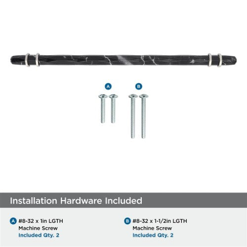 Carrione Zinc Marble Black / Satin Nickel Cabinet Pull 15
