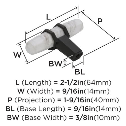 Carrione Zinc Marble White / Black Bronze Cabinet Knob 2