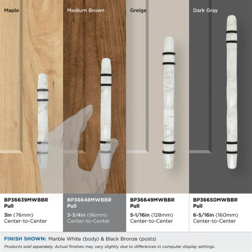Carrione Zinc Marble White / Black Bronze Cabinet Pull 27