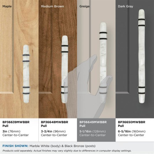 Carrione Zinc Marble White / Black Bronze Cabinet Pull 28