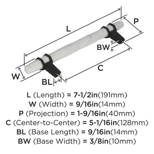Carrione Zinc Marble White / Black Bronze Cabinet Pull 7