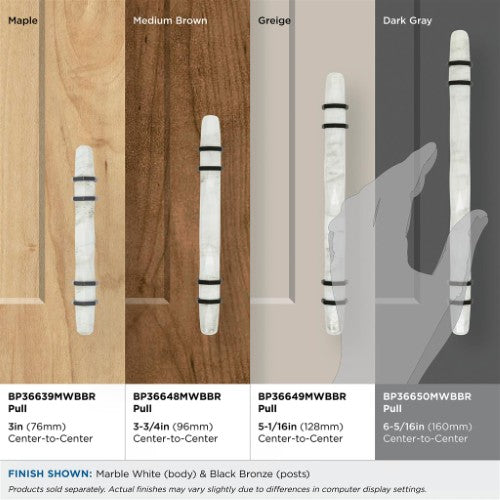 Carrione Zinc Marble White / Black Bronze Cabinet Pull 34