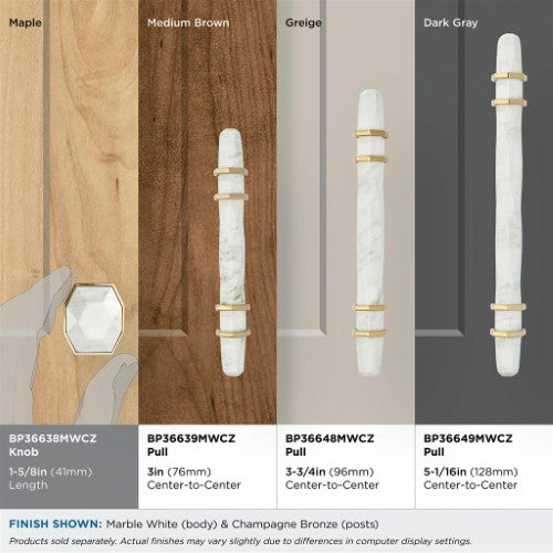 Carrione Zinc Marble White / Champagne Bronze Cabinet Knob 11
