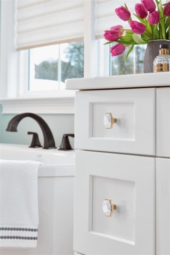 Carrione Zinc Marble White / Champagne Bronze Cabinet Knob 9