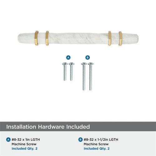 Carrione Zinc Marble White / Champagne Bronze Cabinet Pull 16