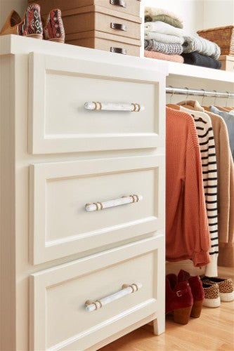 Carrione Zinc Marble White / Champagne Bronze Cabinet Pull 25