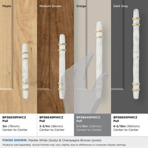 Carrione Zinc Marble White / Champagne Bronze Cabinet Pull 30