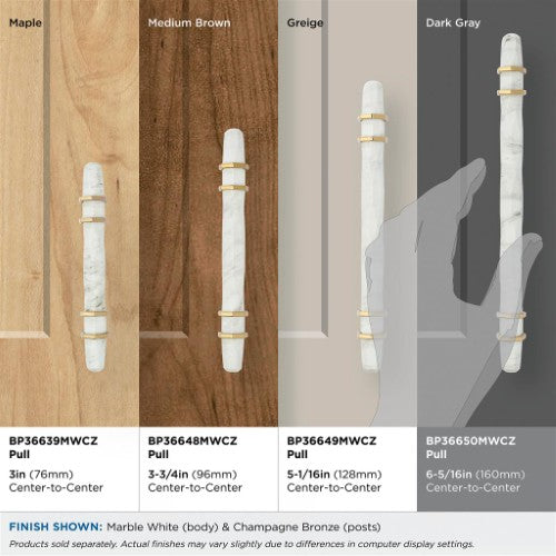 Carrione Zinc Marble White / Champagne Bronze Cabinet Pull 31