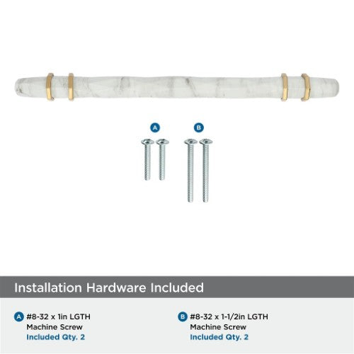 Carrione Zinc Marble White / Champagne Bronze Cabinet Pull 18