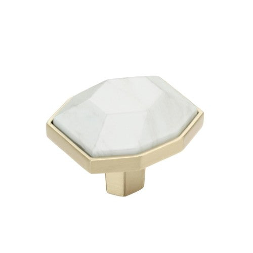 Carrione Zinc Marble White / Golden Champagne Cabinet Knob 1