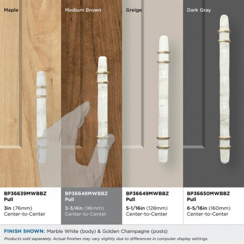 Carrione Zinc Marble White / Golden Champagne Cabinet Pull 32