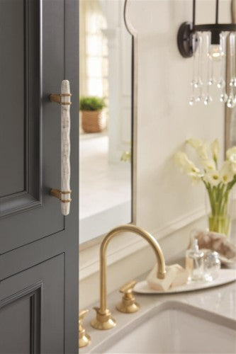 Carrione Zinc Marble White / Golden Champagne Cabinet Pull 28