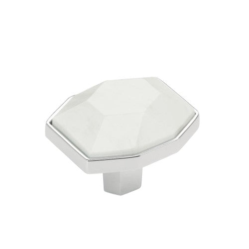 Carrione Zinc Marble White / Polished Chrome Cabinet Knob 1