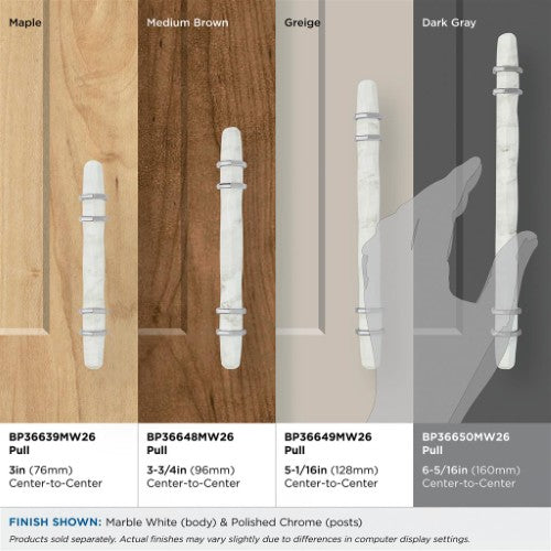 Carrione Zinc Marble White / Polished Chrome Cabinet Pull 31