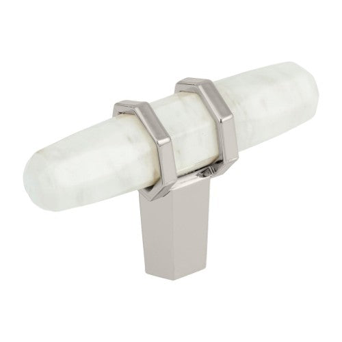 Carrione Zinc Marble White / Polished Nickel Cabinet Knob 4