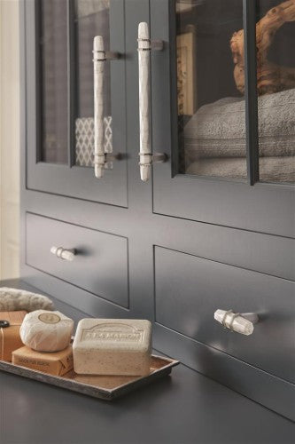 Carrione Zinc Marble White / Polished Nickel Cabinet Pull 24