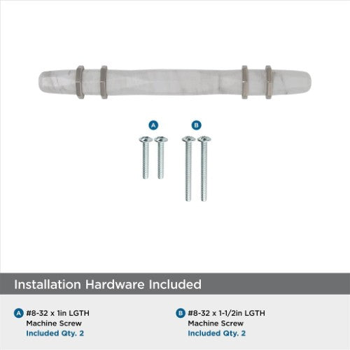 Carrione Zinc Marble White / Polished Nickel Cabinet Pull 22
