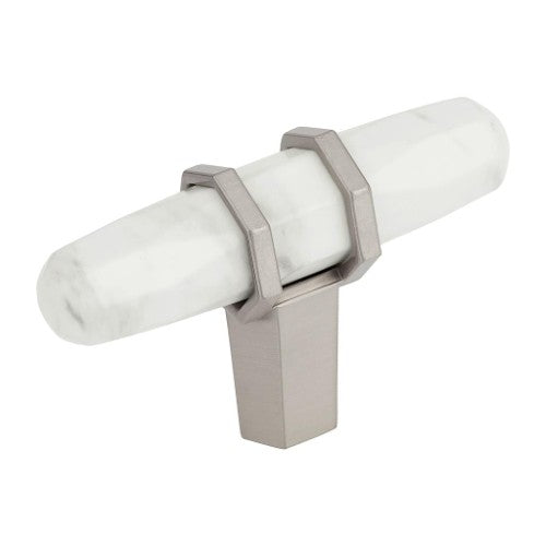 Carrione Zinc Marble White / Satin Nickel Cabinet Knob 4