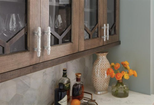 Carrione Zinc Marble White / Satin Nickel Cabinet Pull 25