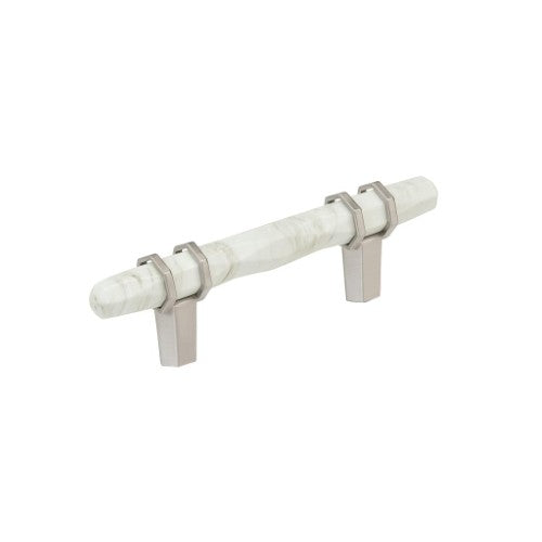 Carrione Zinc Marble White / Satin Nickel Cabinet Pull 1