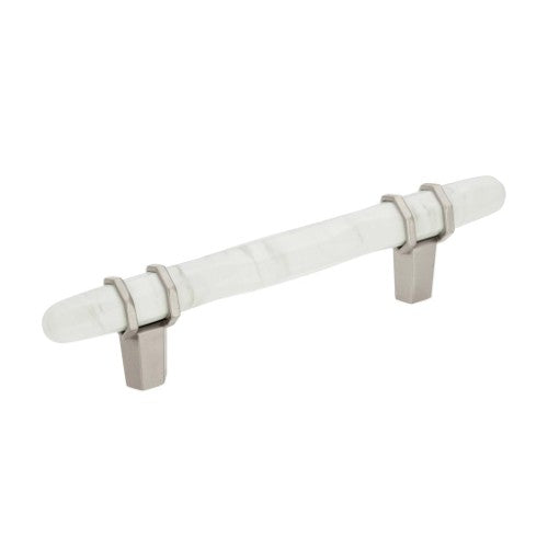 Carrione Zinc Marble White / Satin Nickel Cabinet Pull 6