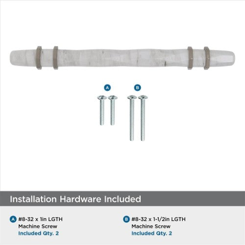 Carrione Zinc Marble White / Satin Nickel Cabinet Pull 17