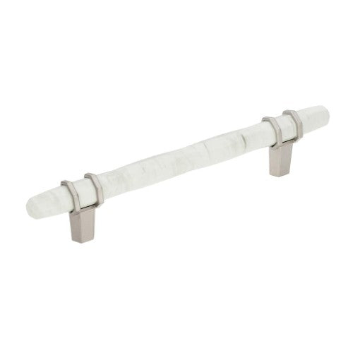 Carrione Zinc Marble White / Satin Nickel Cabinet Pull 4