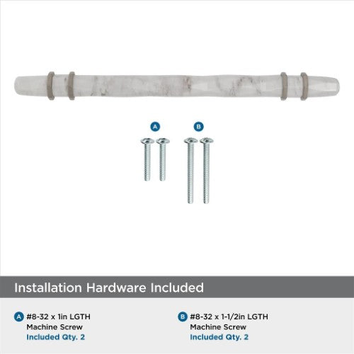 Carrione Zinc Marble White / Satin Nickel Cabinet Pull 18