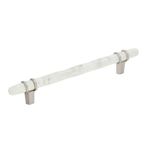 Carrione Zinc Marble White / Satin Nickel Cabinet Pull 5
