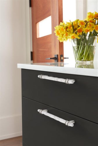 Carrione Zinc Marble White / Satin Nickel Cabinet Pull 20
