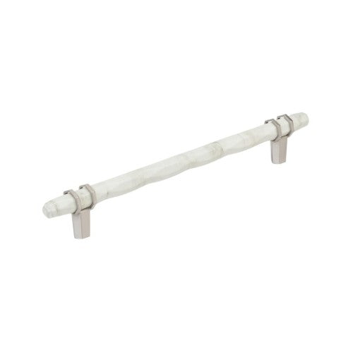 Carrione Zinc Marble White / Satin Nickel Cabinet Pull 2