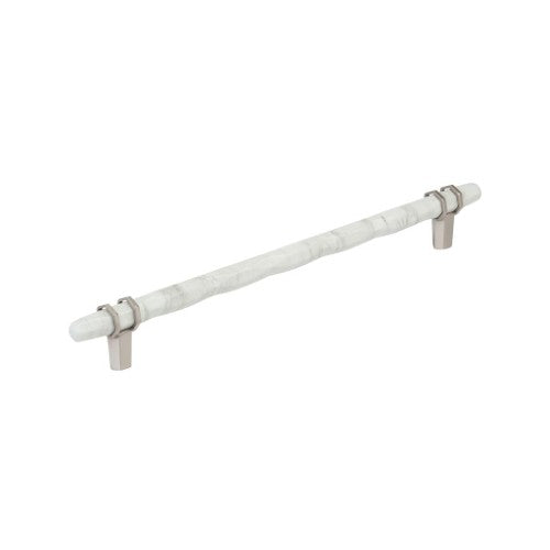 Carrione Zinc Marble White / Satin Nickel Cabinet Pull 3