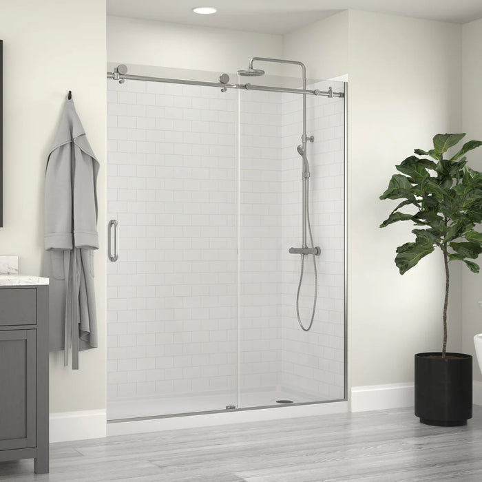 Marina Glass & Aluminum Brushed Nickel Shower Door Brushed Nickel 4